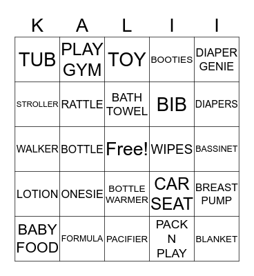 BABY BINGO Card