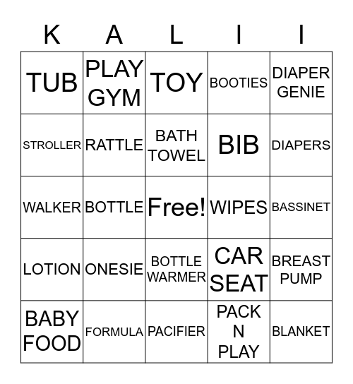 BABY BINGO Card