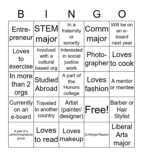 PRCC Leadership Summit Bingo Card