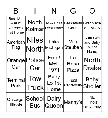Lomart Memories Bingo Card