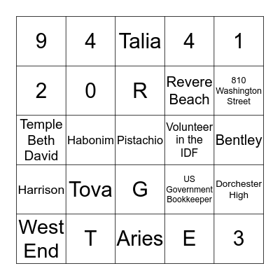 Gert's Bday Bingo! Bingo Card