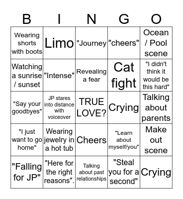 Bachelor Bingo Card