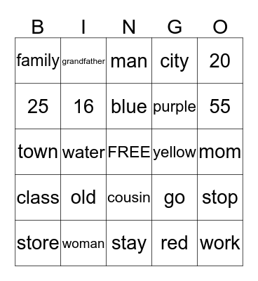 ASL Bingo Card