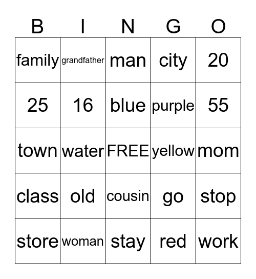 ASL Bingo Card