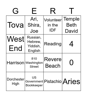 Gert's Birthday Bingo! Bingo Card