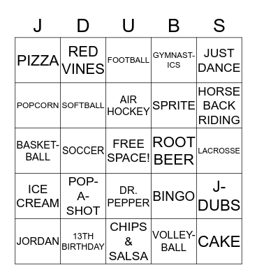 J-DUBS TOURNAMENT OF CHAMPIONS BINGO Card