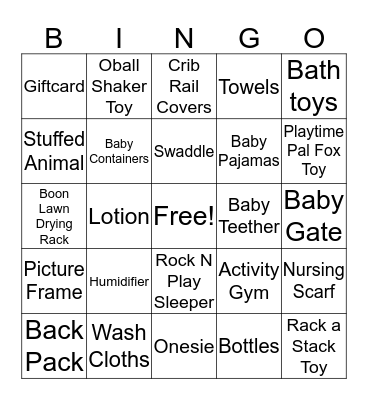 Baby BEE Bingo Card