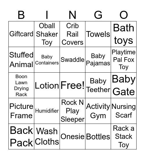 Baby BEE Bingo Card