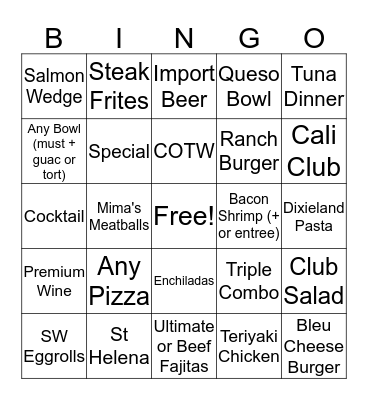 SERVER BINGO Card