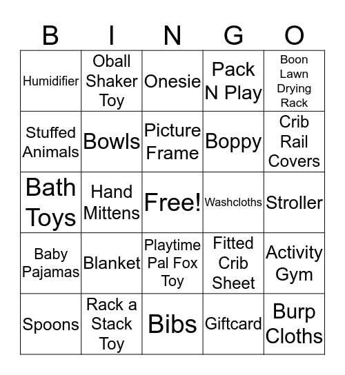 Baby Bee Bingo Card
