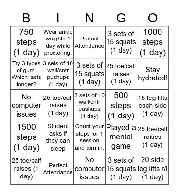 CMAS TEST PROCTORING Bingo Card