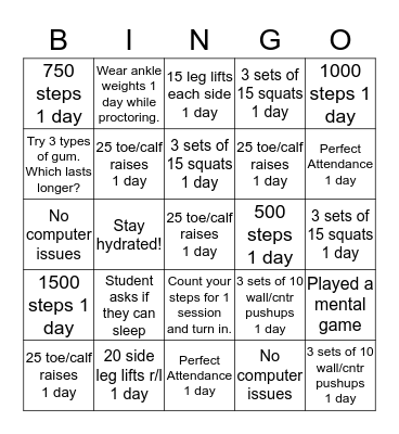 CMAS TEST PROCTORING Bingo Card