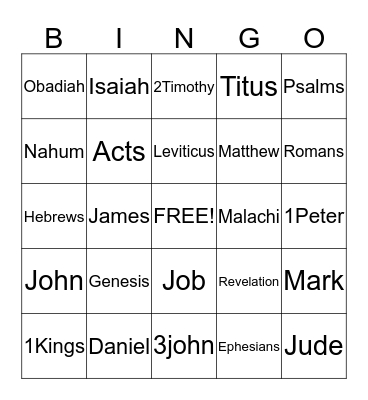 Bible Bingo Card