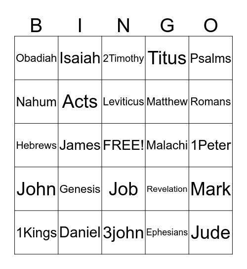 Bible Bingo Card
