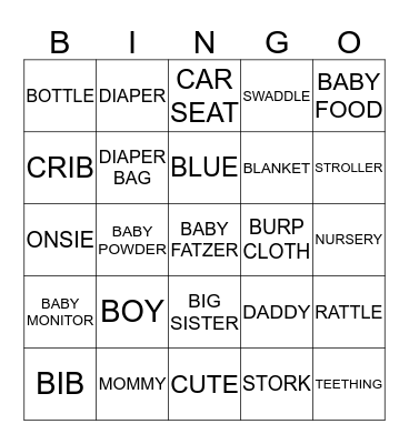 BABY BINGO Card