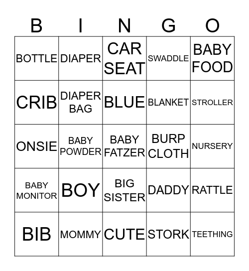 BABY BINGO Card