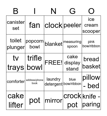 Bride Bingo Card