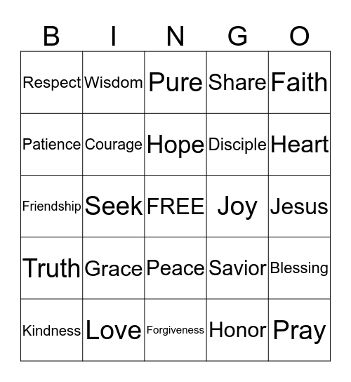 Jesus LOVES me Bingo Card