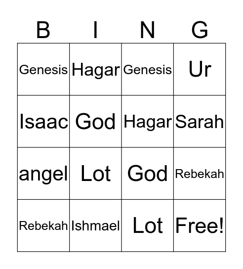Men & Women of Faith....Isaac & Rebekah Bingo Card