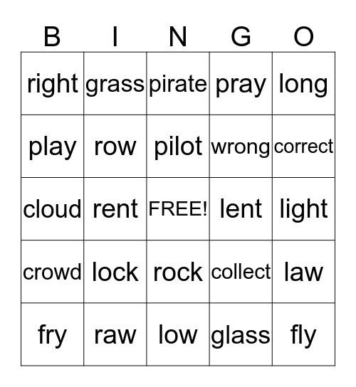 Pronunciation BINGO: L & R Bingo Card