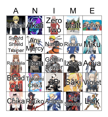 Anime Boston Bingo 2019 Bingo Card