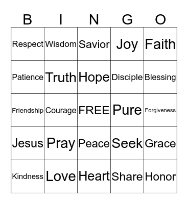 Jesus LOVES me Bingo Card