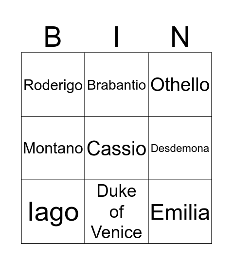 Othello Tik Tak Toe Bingo Card