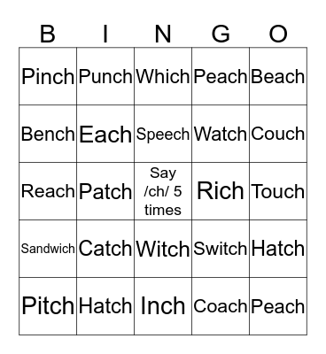 Final /ch/  Bingo Card