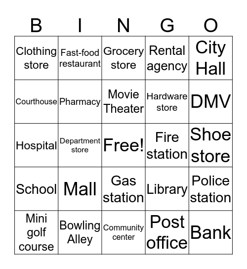 Community Bingo Card