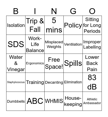 OHS Bingo Card