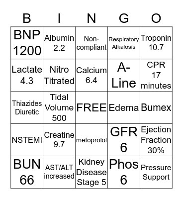 ICU PROJECT Bingo Card