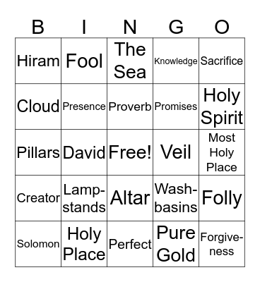 Solomon's Temple Bingo Card