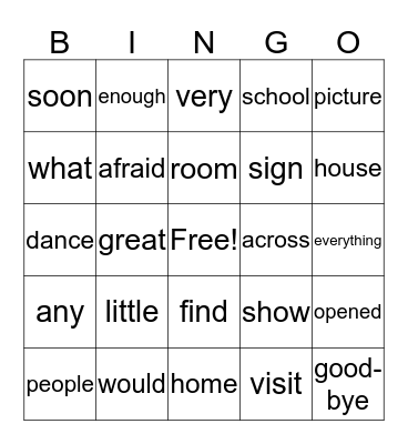 Henry and Mudge Bingo Card