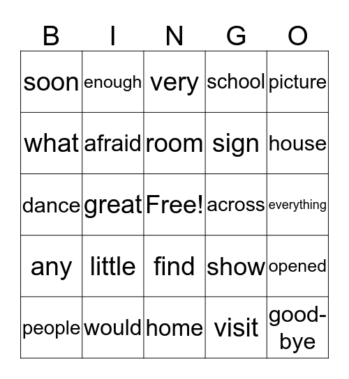 Henry and Mudge Bingo Card