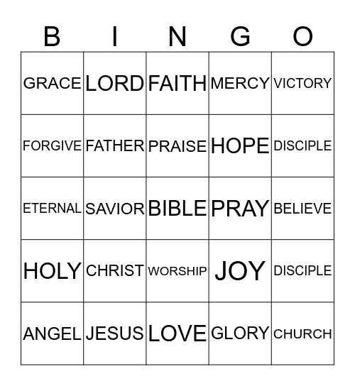 JESUS BINGO Card