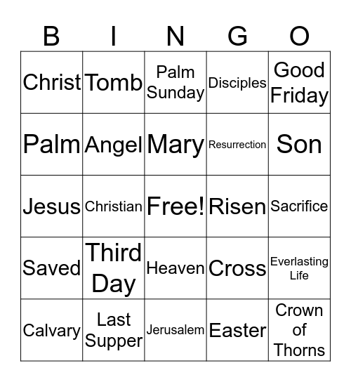 He Is Risen! Bingo Card