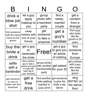 KELSEY'S BACHELORETTE BINGO Card