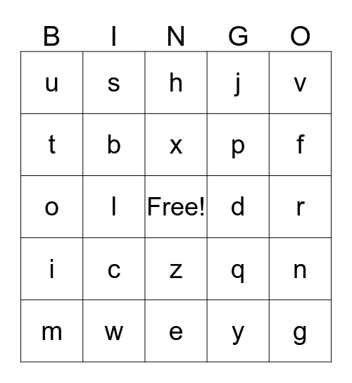 The Alphabet Bingo Card