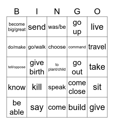 Lech L'cha Common Shorashim (1-30) - English Bingo Card