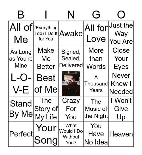 Kim's Bridal Tea - Love Songs Bingo Card