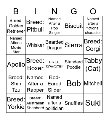 PETSMART BINGO Card