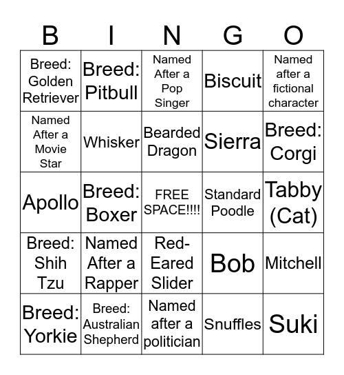 PETSMART BINGO Card