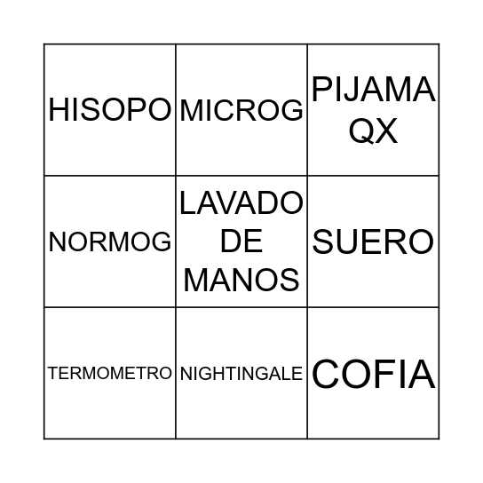 ENFERMERIA  Bingo Card