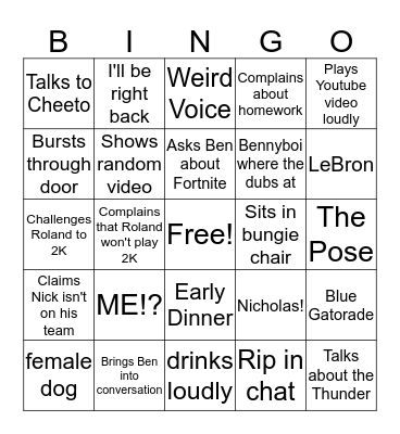 the bingo boys Bingo Card