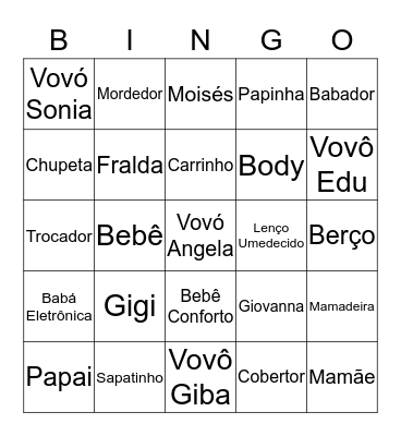 Chá de Fraldas da Giovanna! Bingo Card