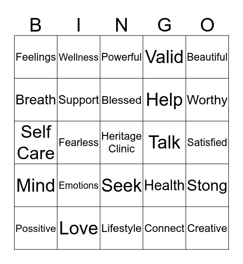 Heritage Clinic  Bingo Card