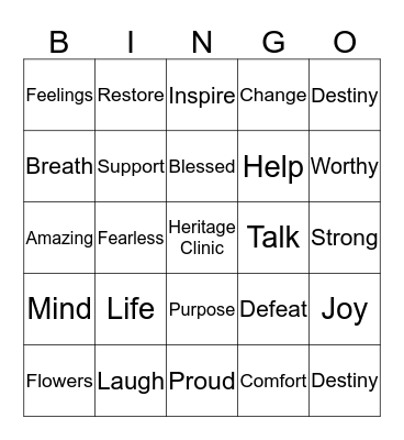 Heritage Clinic  Bingo Card