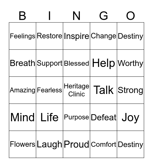 Heritage Clinic  Bingo Card