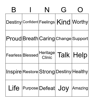 Heritage Clinic  Bingo Card