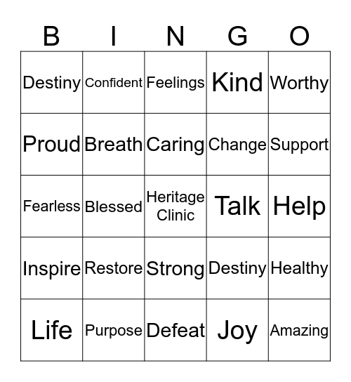 Heritage Clinic  Bingo Card